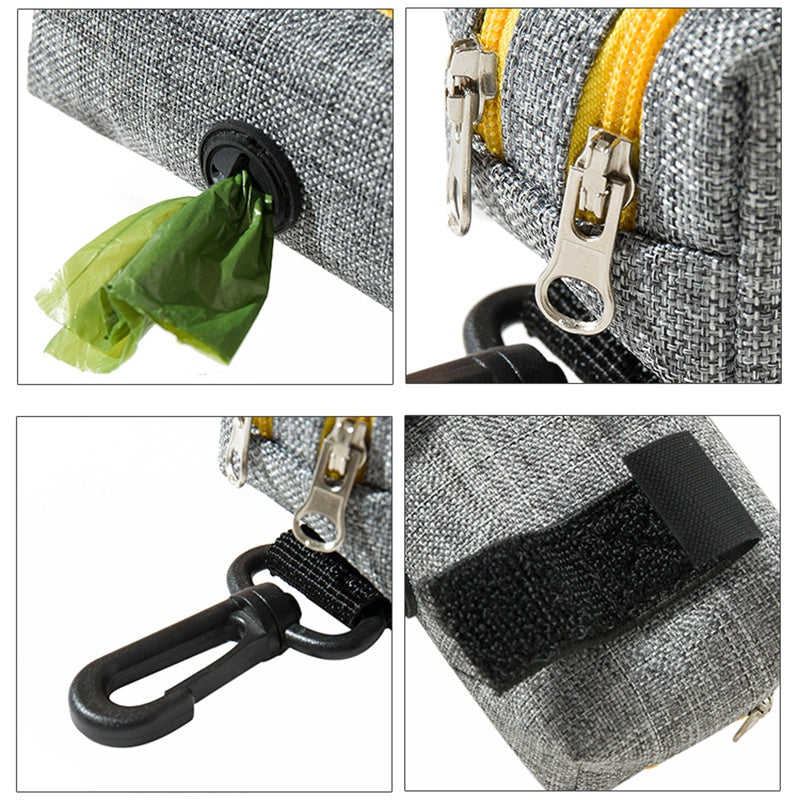 LDLC QS-080 Pet Waste Bag Dispenser Zippered Pouch Portable Dog Poop Bag Holder Leash Attachment, Double Zipper - Grey/Yellow LDLC QS-080 Pet Waste Bag Dispenser Zippered Pouch Portable Dog Poop Bag Holder Leash Attachment, Double Zipper - Grey/Yellow
